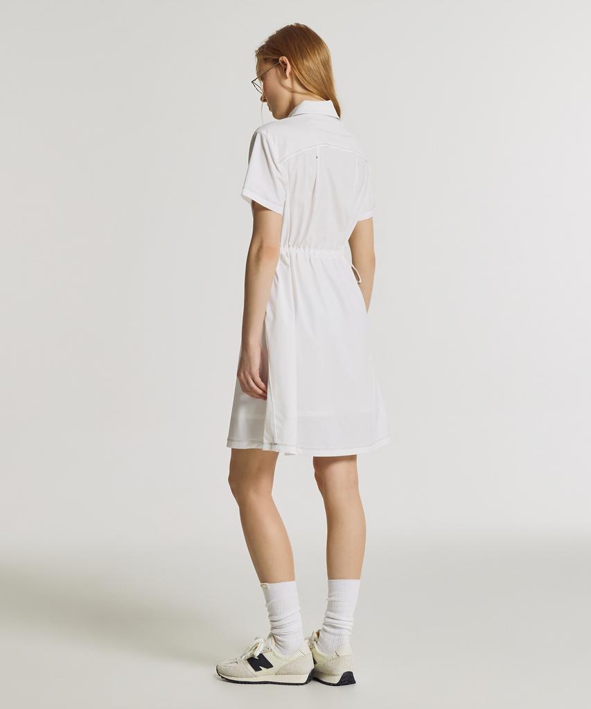 Nyuballanseu Nbnkg3W612 / Women Frozen Woven Stretch Collared Dress (White)