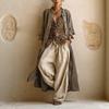 Nuovo Set Camicia Stampata Semplice Larga e Pantaloni a Gamba Larga da Donna