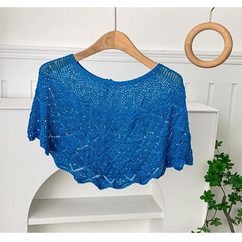 Ladies Knitted Ice Silk Shawl Summer Lightweight Hollow Out Design Fashionable Sequin Shoulder Cover Head Over Shoulder Wrap