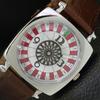 VINTAGE HAND-WINDING SWISS POKER FACE MENS REFURBISHED WHITE WATCH A700907-5 R205a-a700907