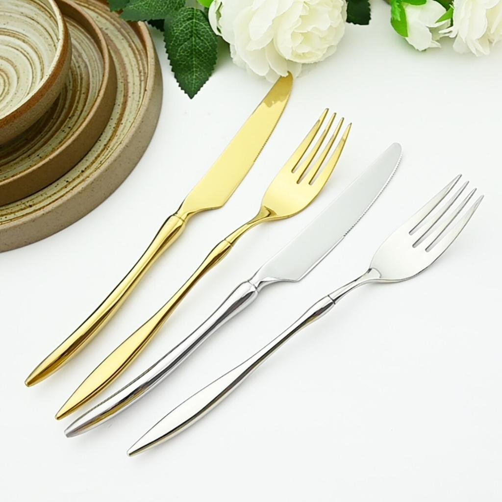 4ks/sada Vintage nádobí Sada příborů z nerezové oceli 304 Nůž Vidlička Čajová lžička Nádobí Party Kuchyňka Sada příborů