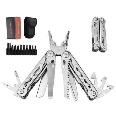 Durable Metal Multitool Pliers with Sharp Blade Wire Cutter Screwdrivers Scissors Multi Function Tool for Outdoor Camping Hiking