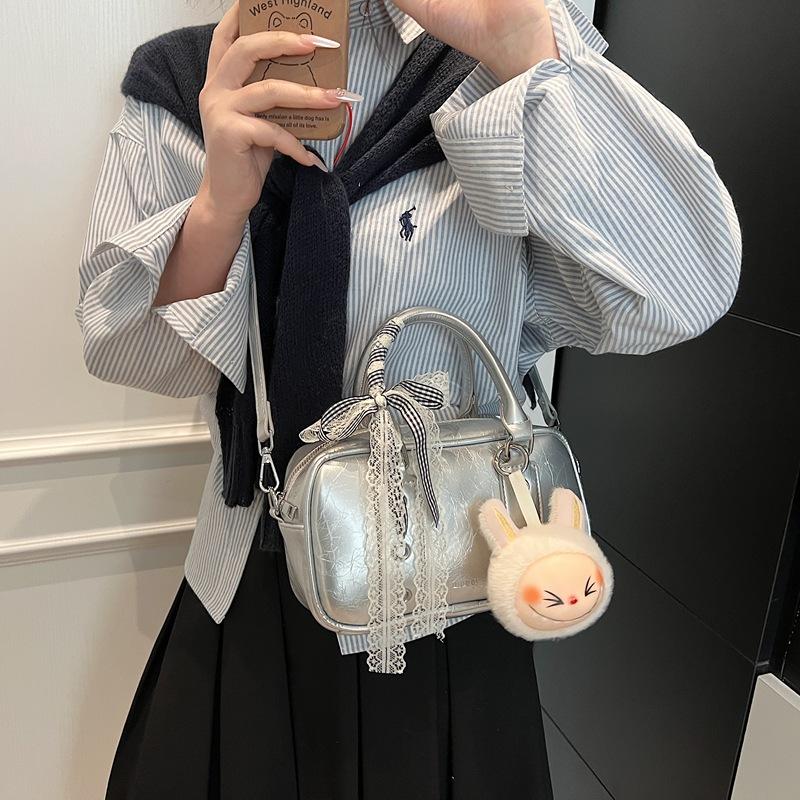 Handbag Bag Women'S Casual Simple Soft Leather Bowling Bag High-End Shoulder Messenger Bag