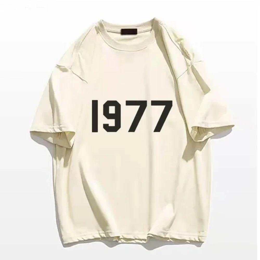 Korean 1977 Men Women Cotton Tshirt Fashion Luxury Brand Big Size Casual Print Short Sleeve Summer Tops Crewneck Tee Graphic Tee