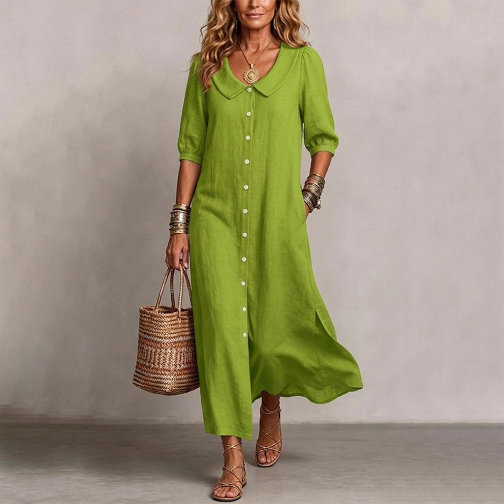 Women’s Loose Fit Button Down Babydoll Collar Dress Maxi Dresses for Women Spring Dresses for Women Casual Dresses for Women Sundresses for Women