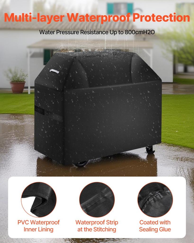 VEVOR Grill Cover, 58 inch BBQ Covers for Outdoor Grills, Waterproof, Fade Resistant, Weather Resistant Heavy Duty 600D Polyester, Easy On/Off