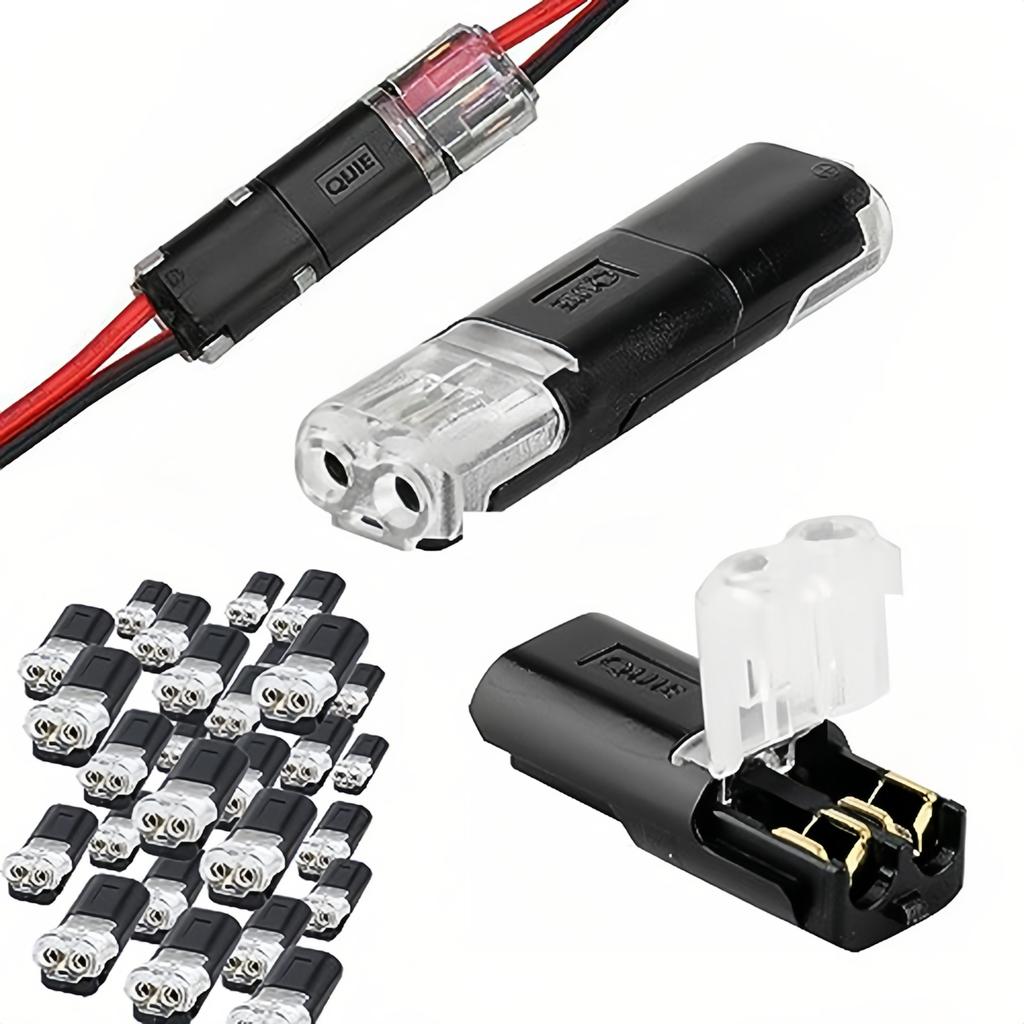 20/30/50pcs Double-Wire Plug-in Connector with Locking Buckle Pluggable LED Wire Connector 2 Pin 2 Way Universal Compact Wire