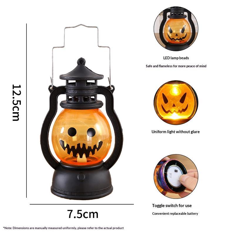 Mini Halloween Pumpkin Led Lantern With Warm Flickering Light For Halloween Home Party Tabletop Decor Gifts