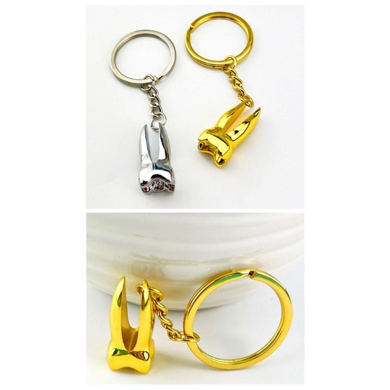 Sturdy Zinc Alloy Materials Tooth Shaped Keychain Charm Pendant Portable for Dental Professionals and Clinic Giveaways