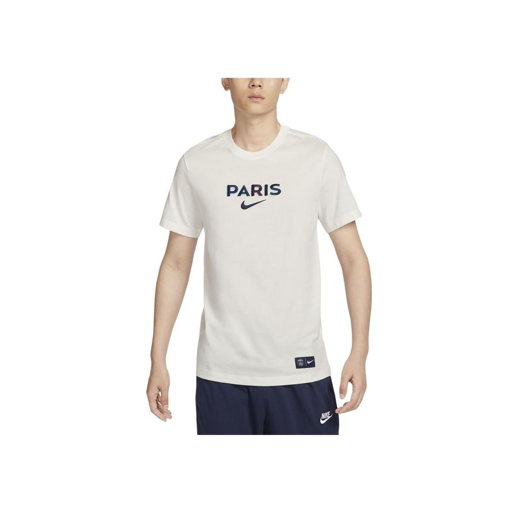 Nike Paris Saint-Germain Team Logo Embroidered Crew Neck Short Sleeve T-Shirt Men Tops Sail HJ9761-133