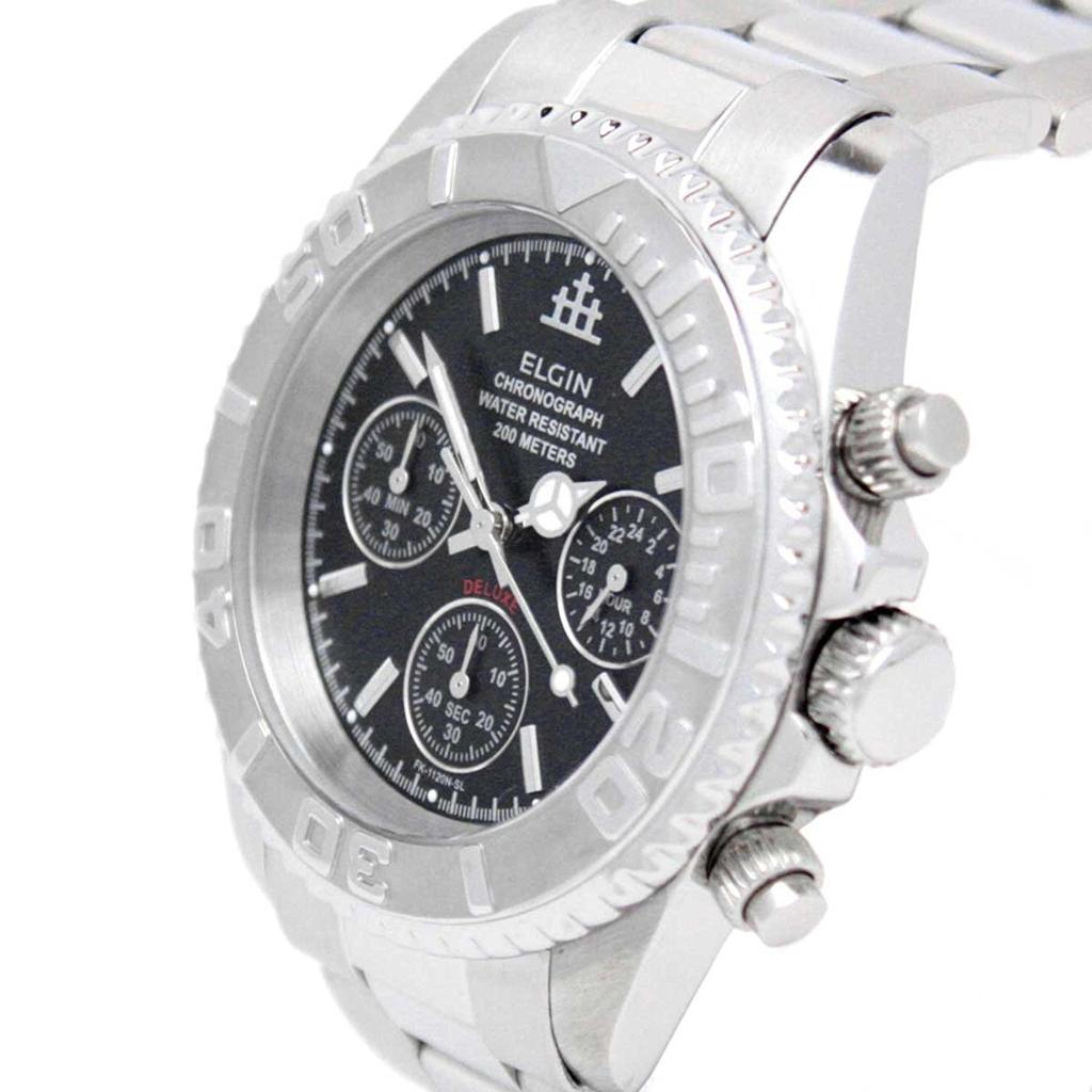 Zegarek ELGIN Chronograf Mechanizm Japoński Zegarek Czarny FK1120S-B Męski