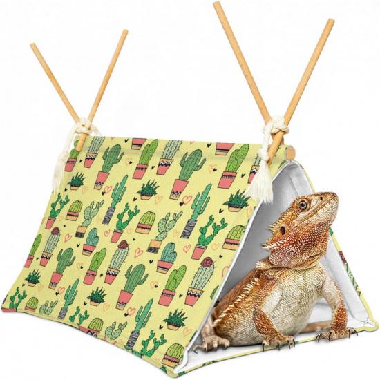 Bearded Dragon Tent Bed,Cactus Pattern Reptile Bearded Dragon cage/hides and Caves/Habitat Hideout… (Cactus)