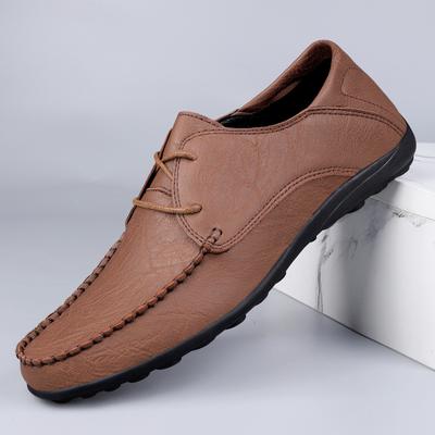 Large Size Leather Shoes Microfiber Lace-Up Loafers Fashion Doudou Shoes Classic Men'S Leather Shoes