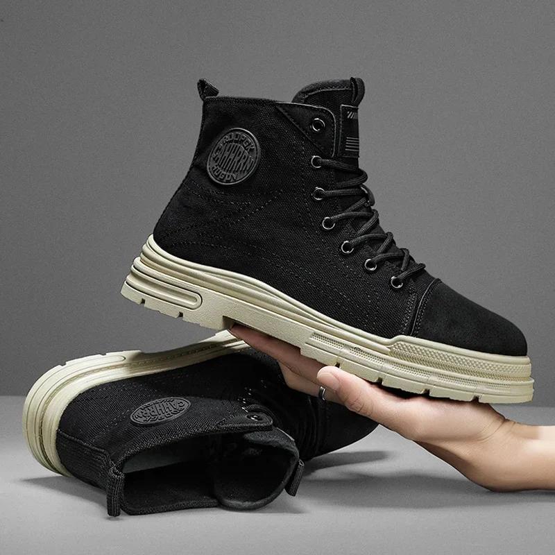 CYYTL Męskie buty Casual Canvas Shoes Zimowe Designerskie Luksusowe Kostki Platformowe Motocyklowe Chelsea Taktyczne Kowbojskie Walki Praca Piesze Wycieczki