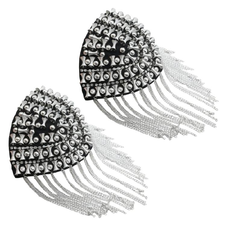 Decorative Shoulder Accents With Alloy Fringe For Dress Uniforms And Performances Costumes