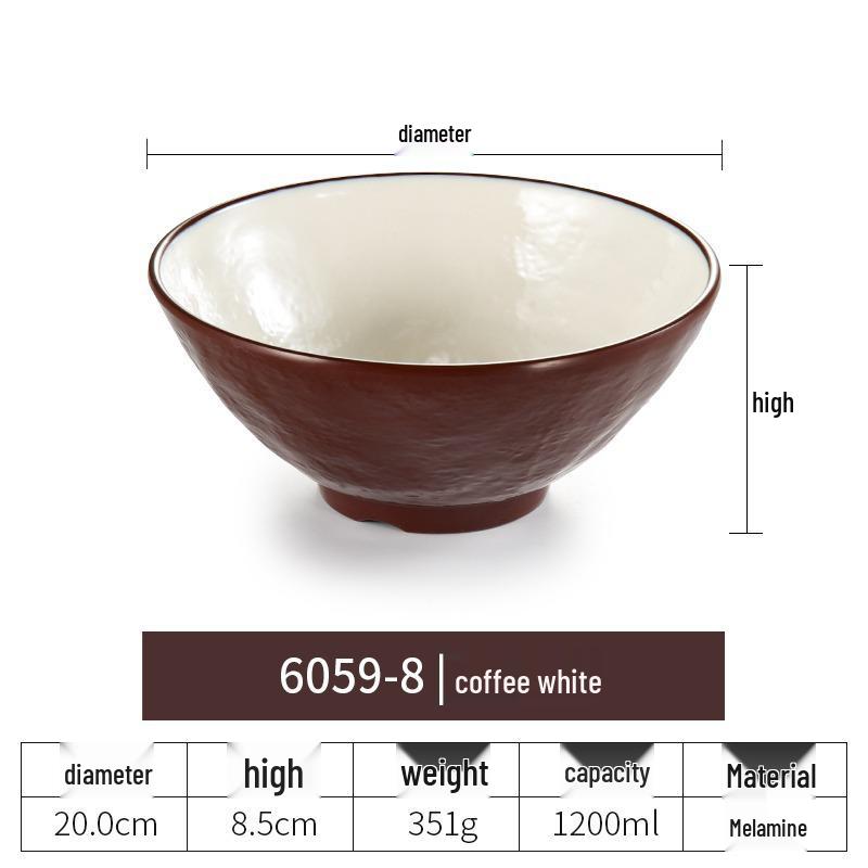 Net Celebrity Melamine Ramen Bowl: Two-Tone Creative Design, Large, Ideal for Mala Tang and Rice Noodles
