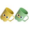 Cartoon Toothbrush Holder Cups, 2pcs Plastic Bathroom Accessories with Smooth Surface, Cute Travel Tumblers for Easy Grip, Yellow and Green