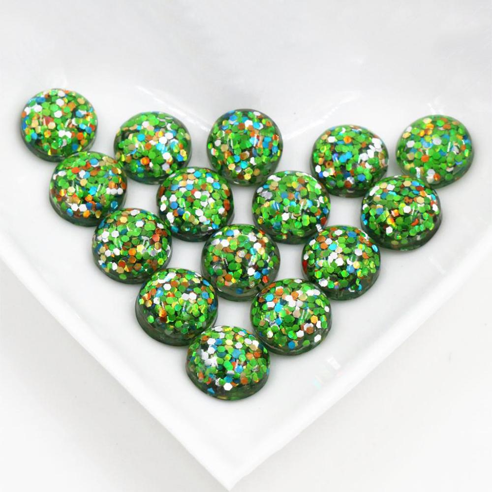 40pcs 12mm Resin Cabochons Dome Sequin Build-in DIY Jewelry Making Accessories Findings for Necklace Earrings
