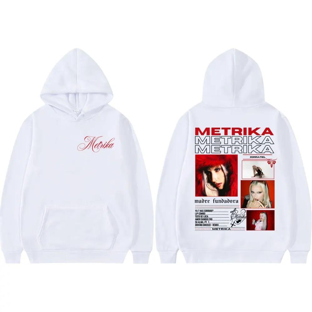 Rapper Metrika Graphic Print Hoodie Fashion Y2k Men's Women Hip-hop Retro Cotton Warm Sweatshirt Loose Oversized Coat