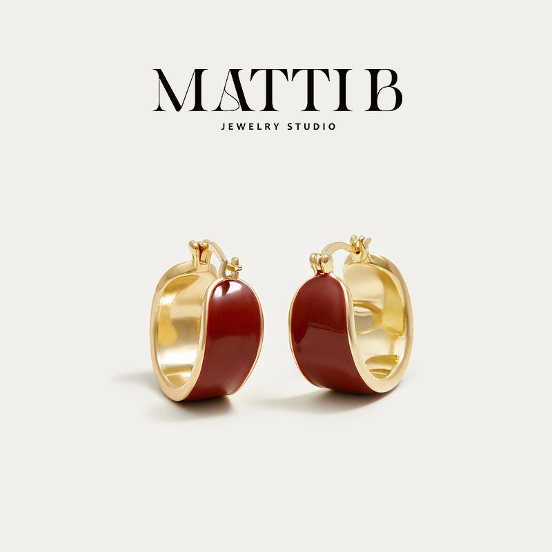 

Mattib Женский простой браслет Новое поступление Доступная роскошь Молочно-белые серьги Red