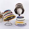 Popular Female Hat Knitting Bucket Hat Handmade Crochet Rainbow Fisherman Hat Women Girl Photo Beanie Warm Striped Cap