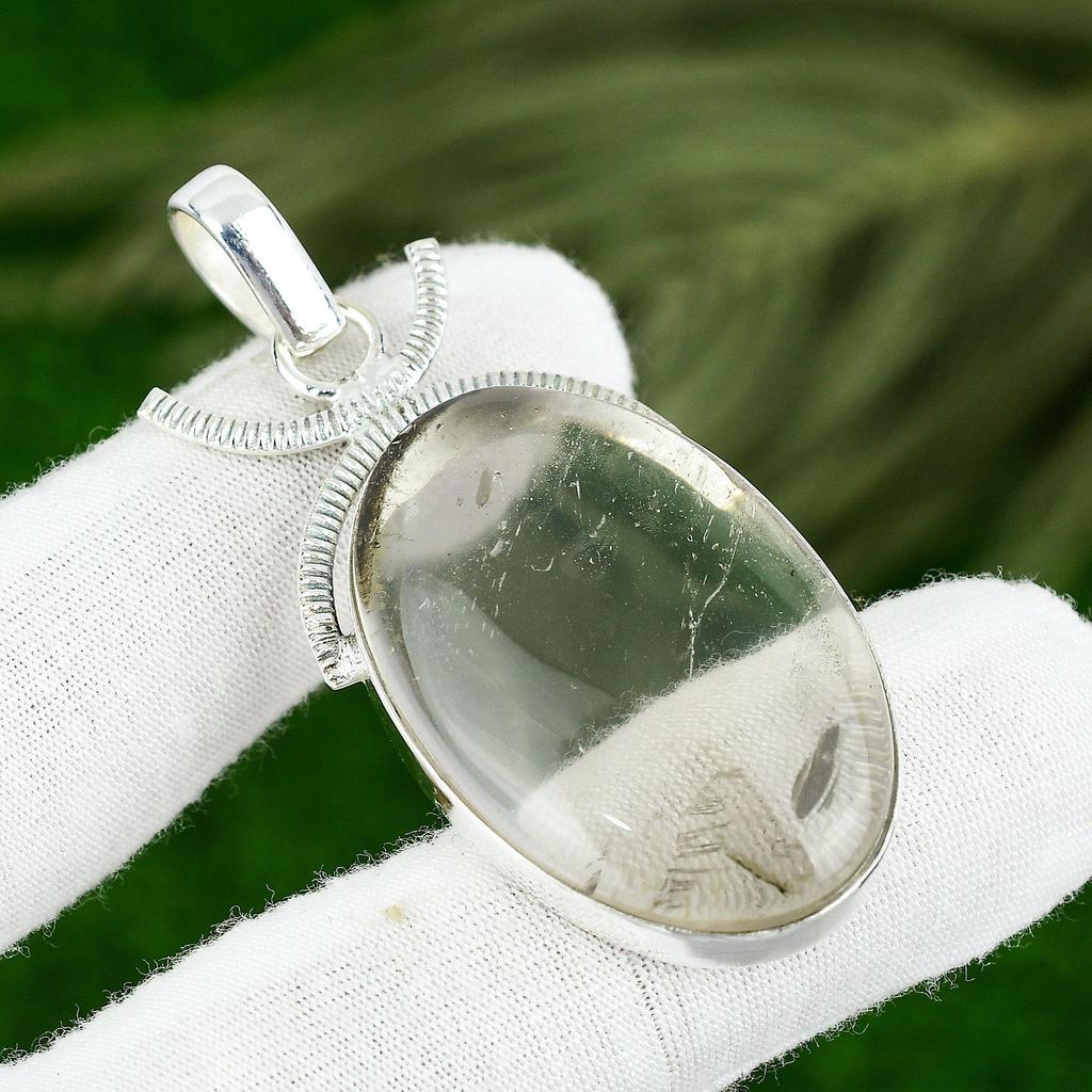 Gift For Women Jewelry Pendant 925 Sterling Silver Natural White Quartz Gemstone