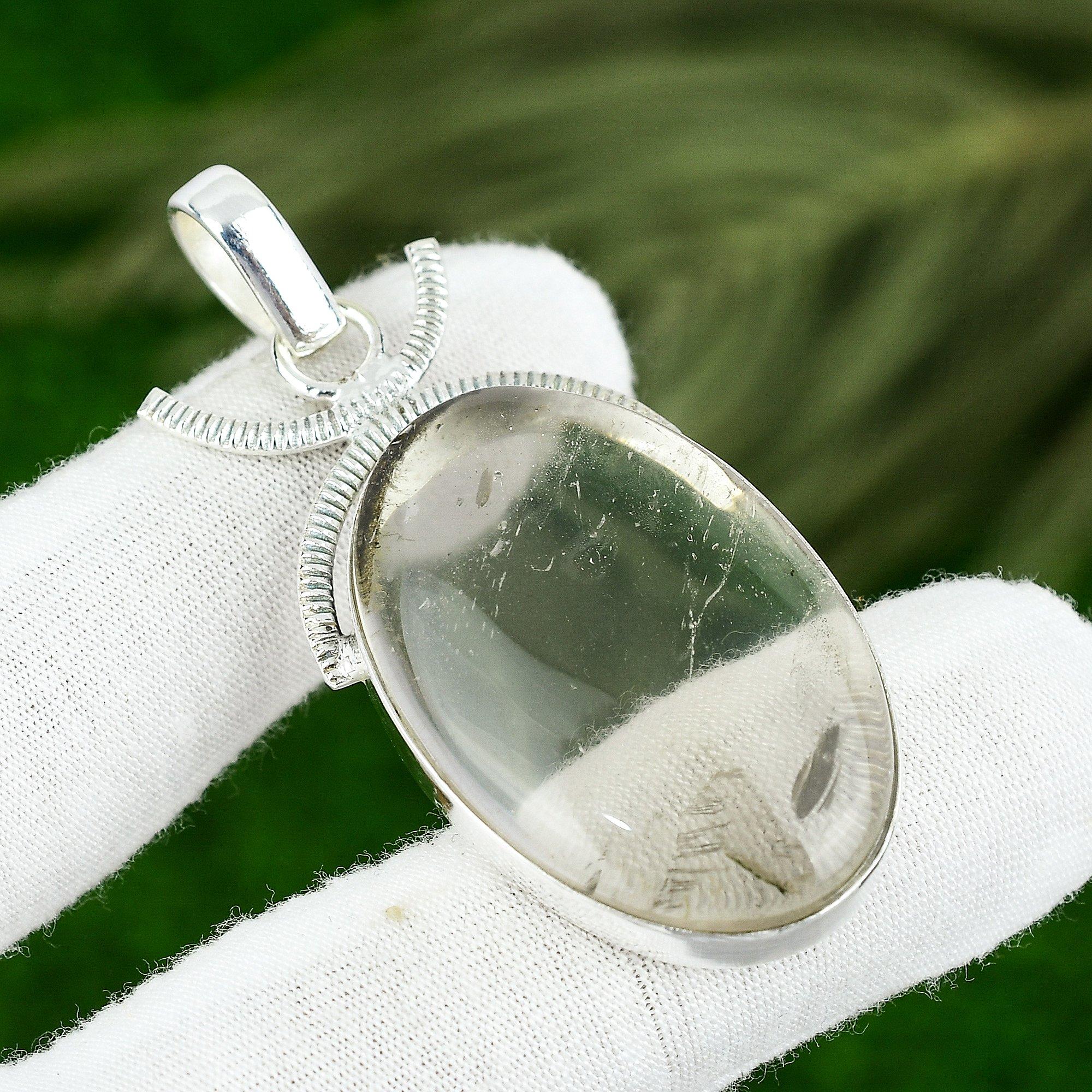 

Gift For Women Jewelry Pendant 925 Sterling Silver Natural White Quartz Gemstone