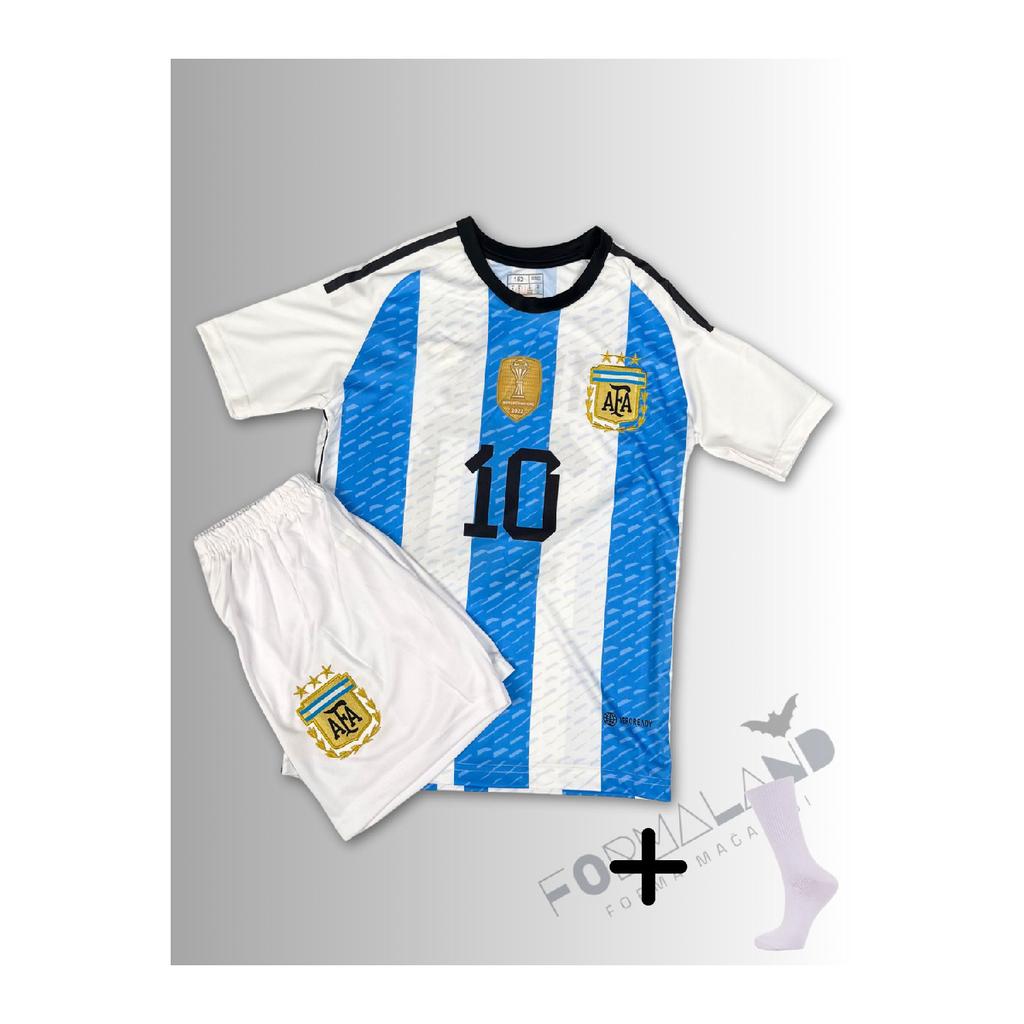 Lionel Messi Argentina National Team Children's Football Jersey (jersey-short-socks) 3-set Set