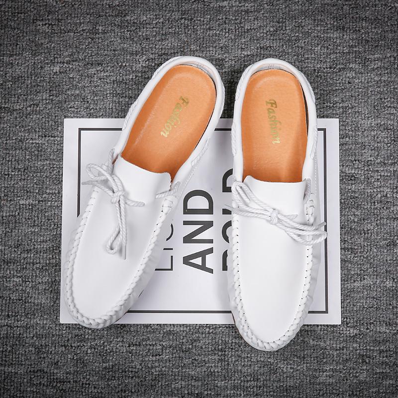 FashionLeather Men Mules Summer Flats Half Shoes for Men Casual Outdoor Breathable Male Half Slippers Lightweight Loafers Men Moccasins