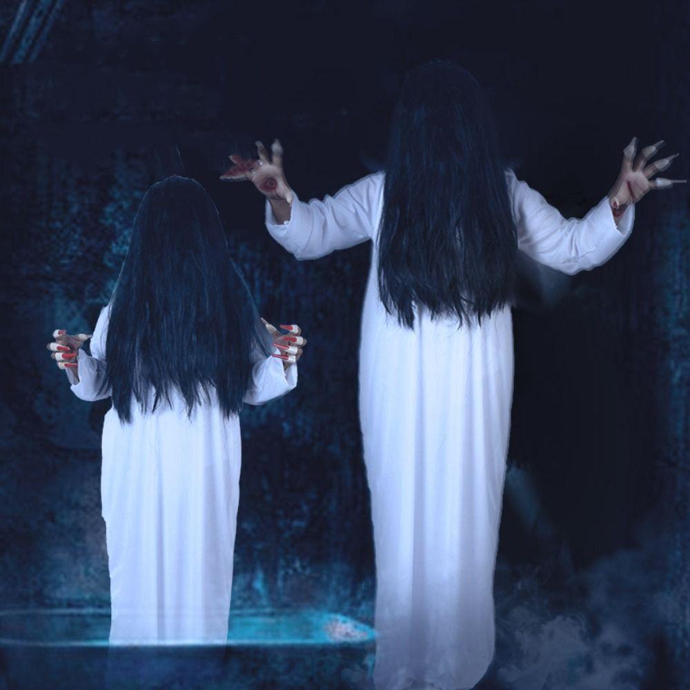White Red Halloween Costumes Scary Masquerade Clothes Funny Female Ghost Costume  Performance Suit