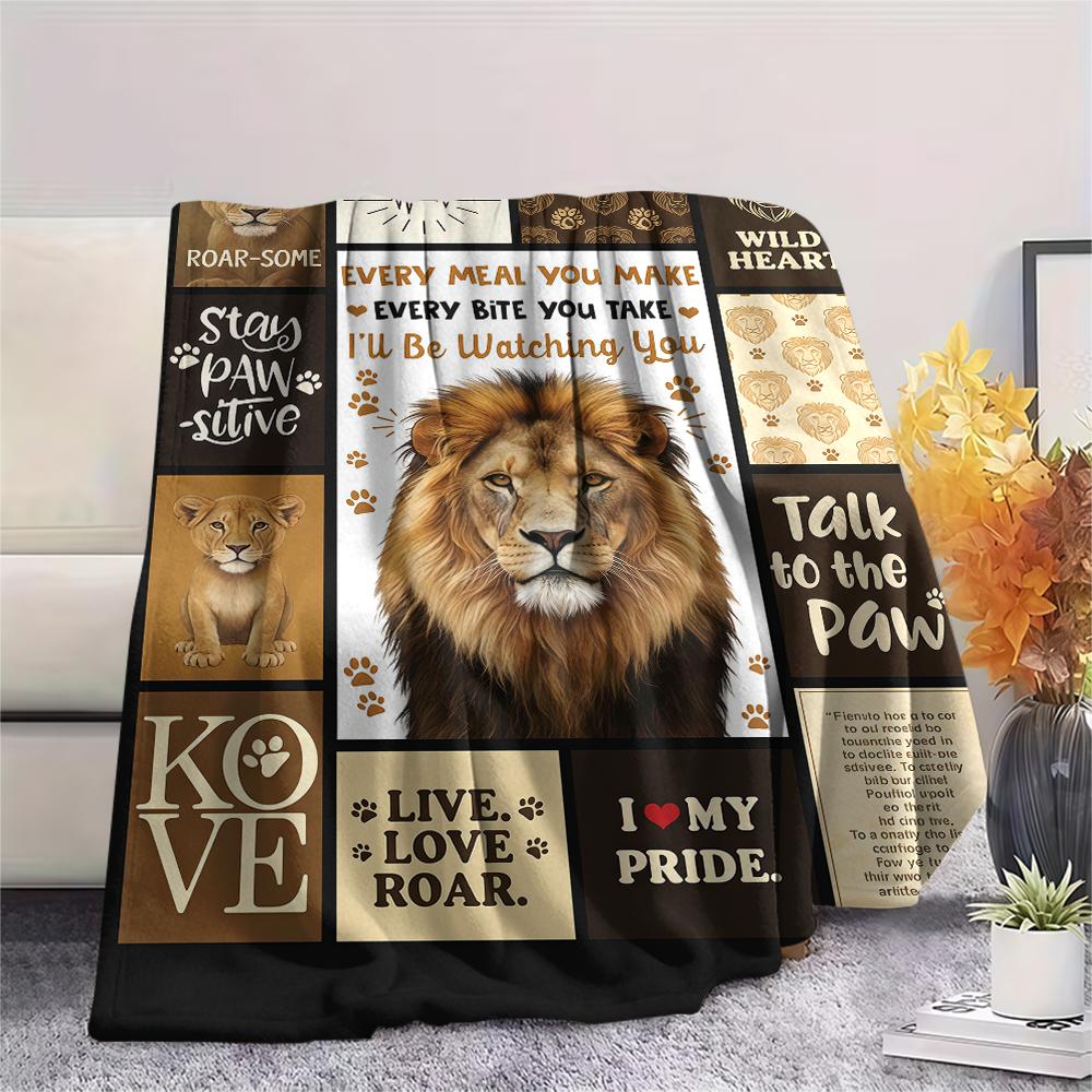 Kitten Sloth Lion Wolf Frame Print Flannel Blanket,High Quality Comfortable for All Seasons,Home Decor,Warmth and Comfort,Perfect for Christmas Gifts
