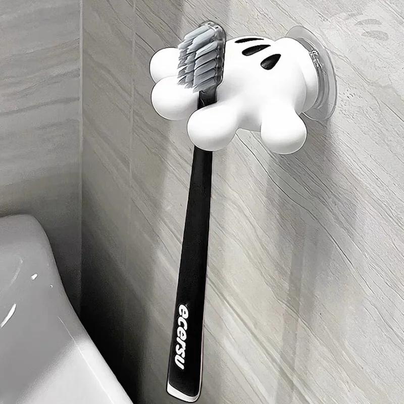 Toothbrush Holder Mickey Palm Cute Bathroom Towel Suction Cup Multi-function Hook Traceless Hook Data Cable Winder