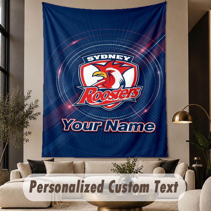 Custom Text Tapestry Sydney Roosters Print Wall Tapestry Indoor Living Room Wall Decor