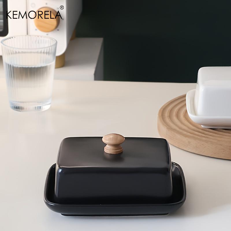 Ceramic Butter Dish with Lid Rectangular Sealable Cheese Storage Box High-End And Elegant for Kitchen & Restaurant Ome