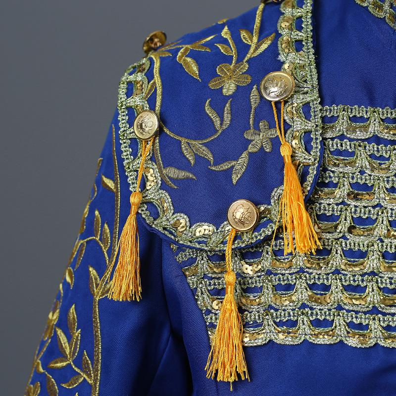 Men's Spanish Bullfighter Costume Stage European Court Performance Costume Bullfighting Costume Embroidered Tassel Three-piece Set