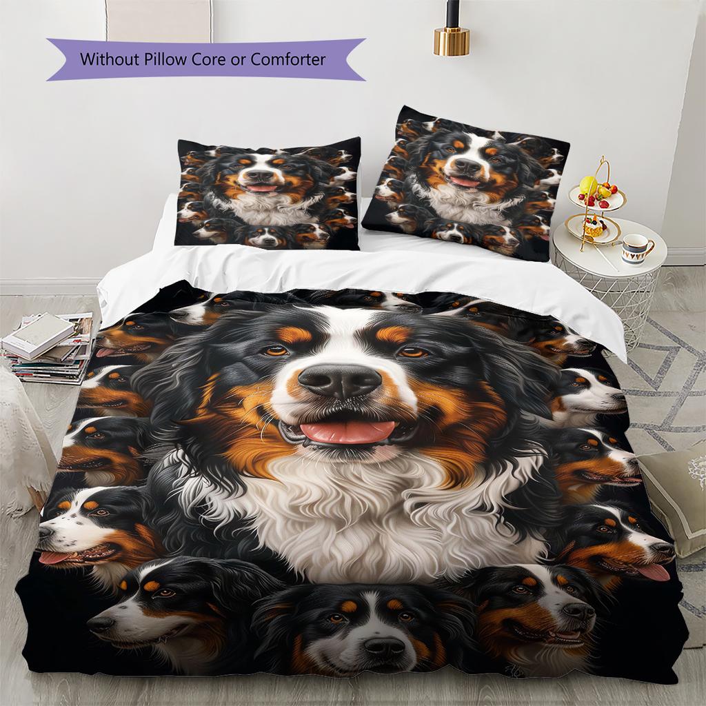 Set Copripiumino Trapuntato con Fantasia Cane di San Bernardo Federa Decorazione per la Casa Regalo (1 * copripiumino + 2 * federa, senza nucleo)