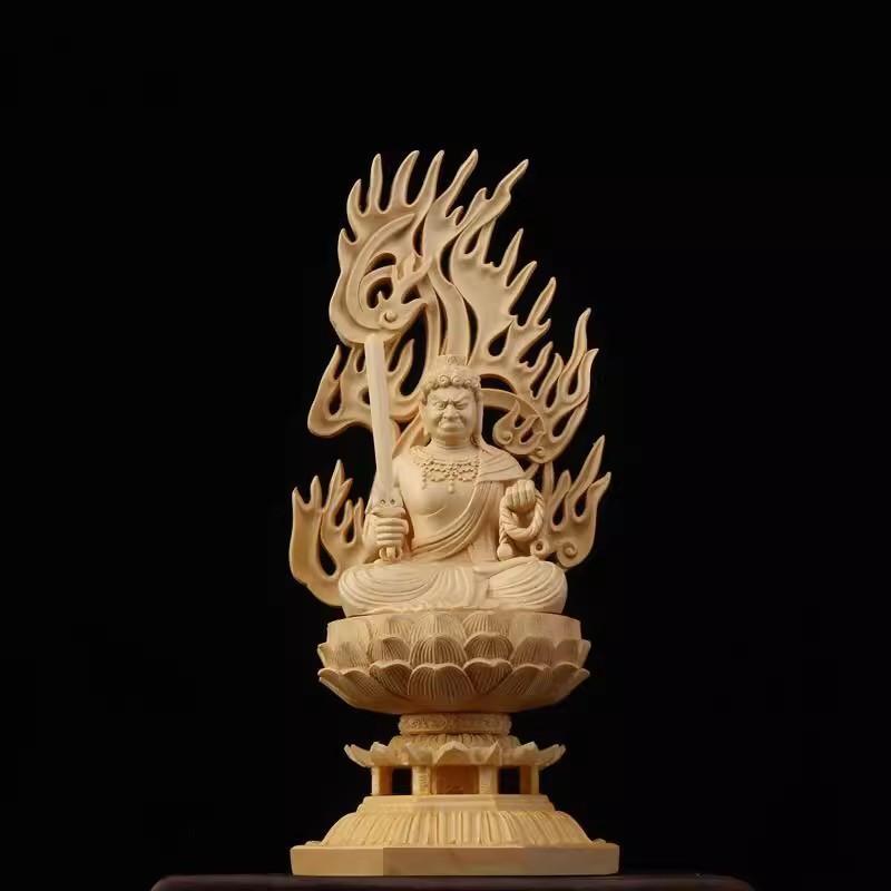 Sacred Solid Wood Sculpture, Medallion, Gautama, Patron Saint of Harmony and Prosperity, Embellishing Feng Shui