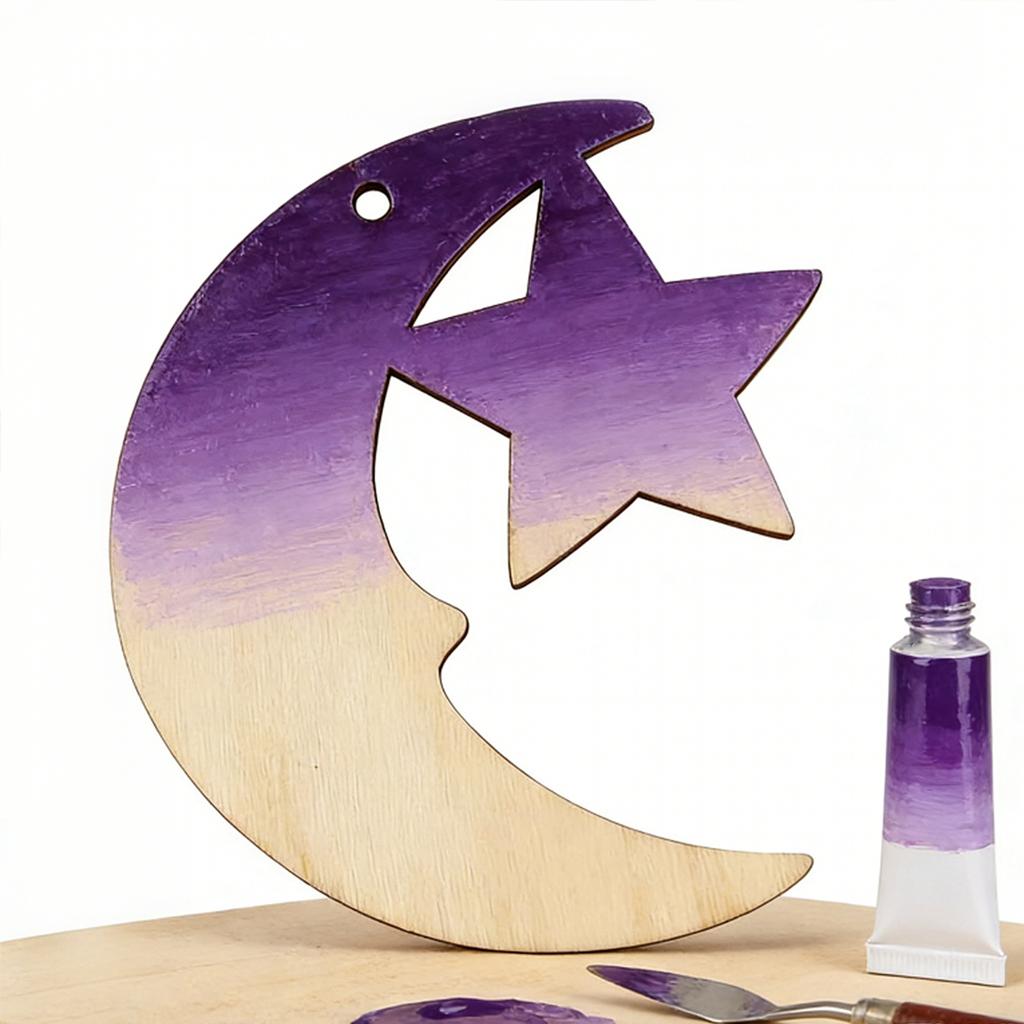 24/48 PCS Wooden Moon & Star Ornaments – DIY Hanging Decor with Hemp Rope for Wedding, Christmas, Birthday & Anniversary