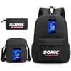 Backpack Sonic Student School Bag Cartoon Backpack Shoulder Bag Pencil Case Three-Piece Set