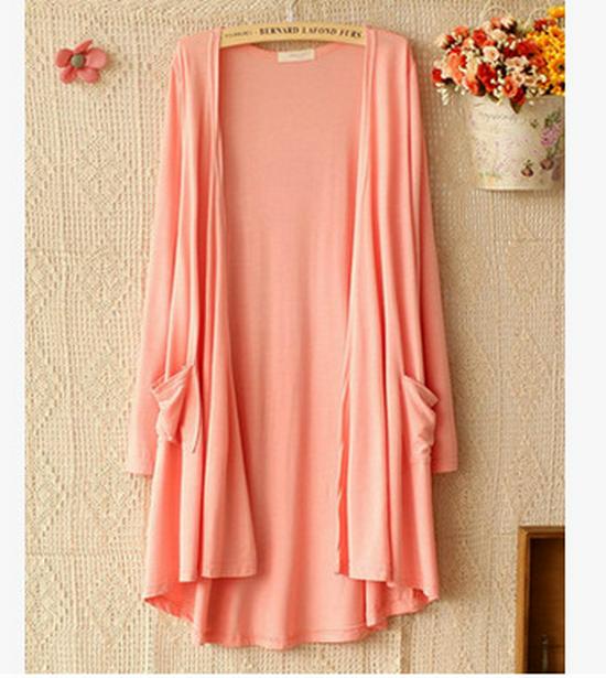 

Женский модальный кардиган на весну/лето - Длинный рукав, средней длины, большого размера, свободный, легкий, защита от солнца для пляжа или комфорта в помещении с кондиционером. One Size