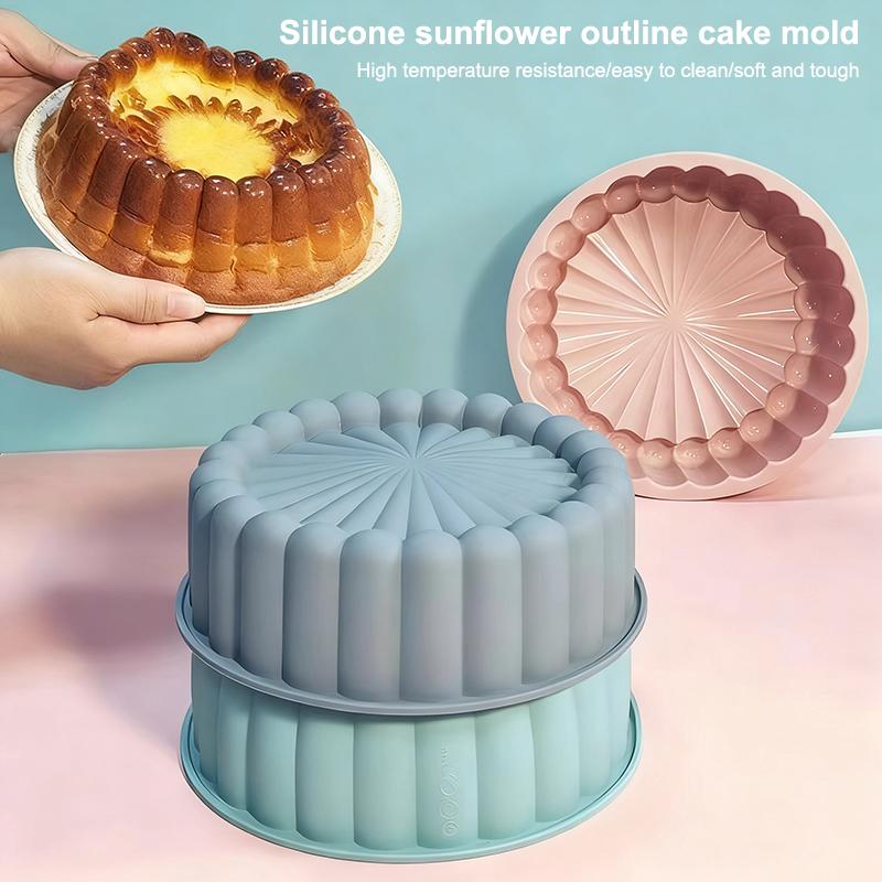 Sunflower Cake Pan 7.87/10.04 Inch Round Cake Baking Pan Nonstick Silicone Cake Molds For Anniversary Cheesecake Bread Mould