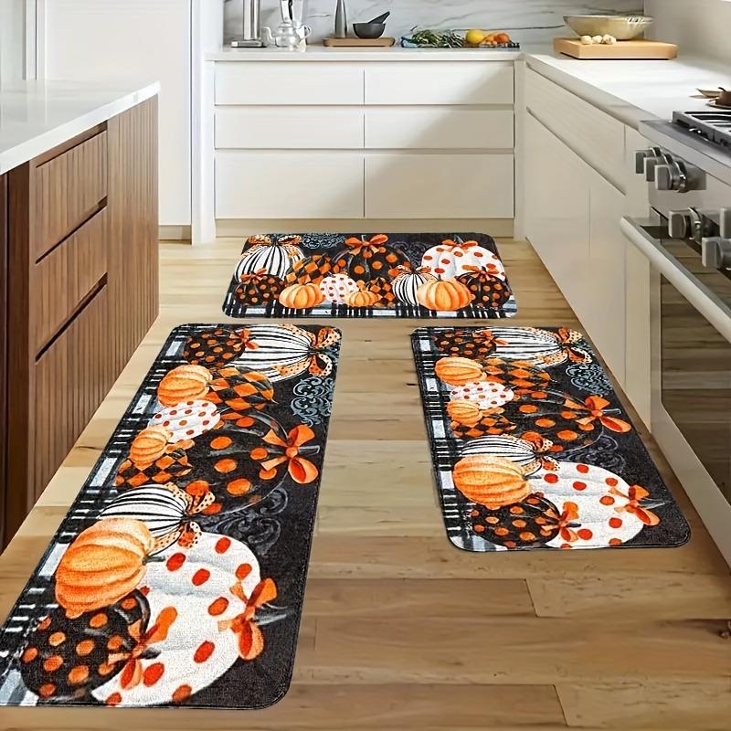 1PC Decorative Pumpkins Kitchen Rug Non-Slip Door Mat Pop Design Bathroom Rug Bath Mat Carpet for Home Sink Laundry Decor