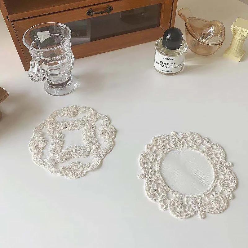 Embroidered Lace Coaster Placemat Vintage INS Craft Bowls Coffee Cups Coaster Table European Style Insulation Plate Mat