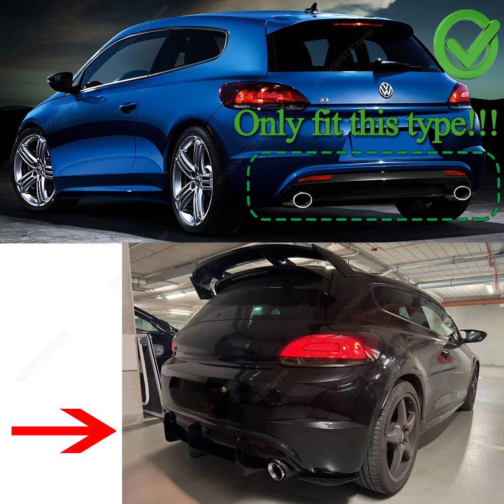 Car Rear Bumper Diffuser Exhaust Bracket 3 Fins Boot Splitter Guard Spoiler Plate Lip Auto Parts For VW Scirocco R 2008-2016