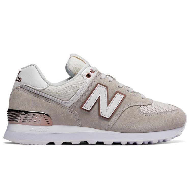 New Balance Nb 574 Retro Suede Mesh Fabric Synthetic Leather Low Top Casual Running Shoes Women Sneaker Light-Gray WL574FSA