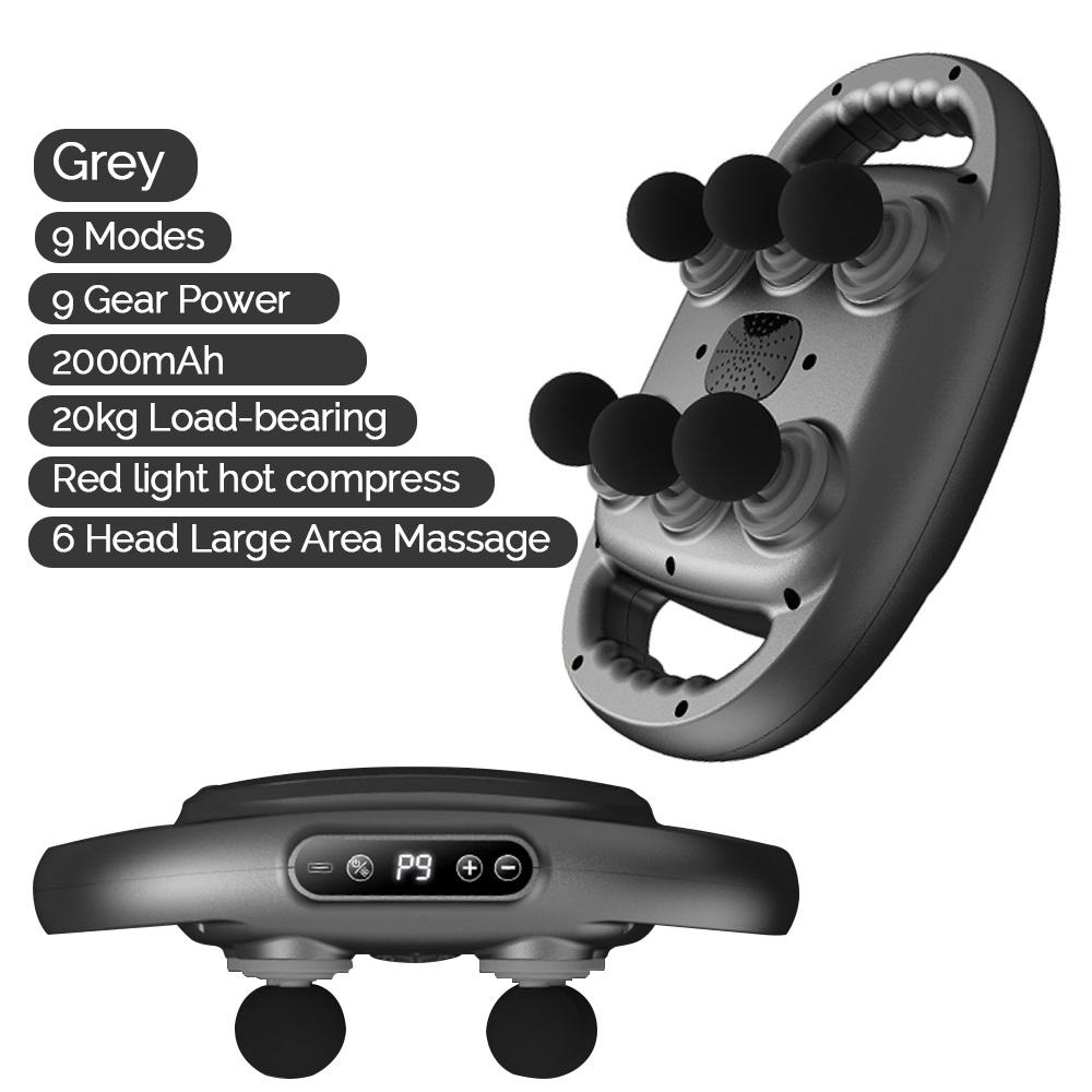 Six-head Fascia Gun Wireless Waist and Back Massager High-Frequency Vibration Body Relaxation Massager Shoulder Calf Massage Gun