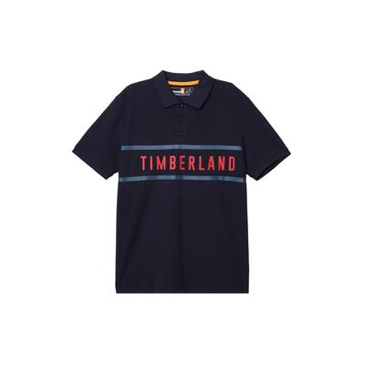 Letter Print Striped Casual Short Sleeve Polo Shirt Men Polo Shirts Navy-Blue A43K2-433