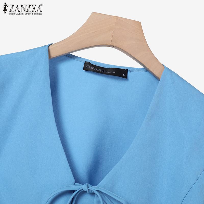 ZANZEA Women Casual Short Sleeve Blouse and Pants Casual Two Piece Suit Sets