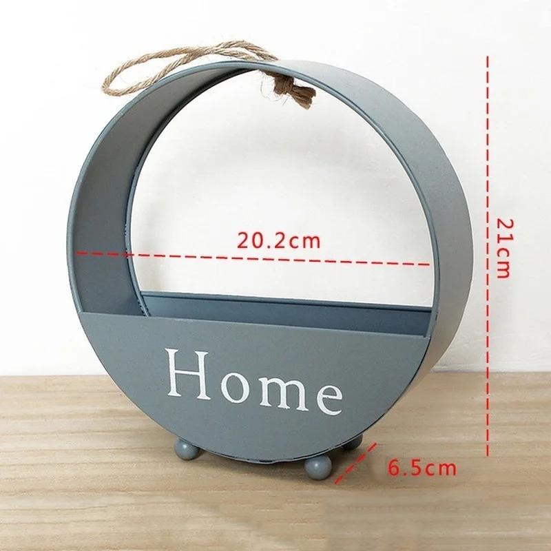 New Nordic Wrought Iron Wall Hanging Floral Basket Round Flower Pot Wall Mount