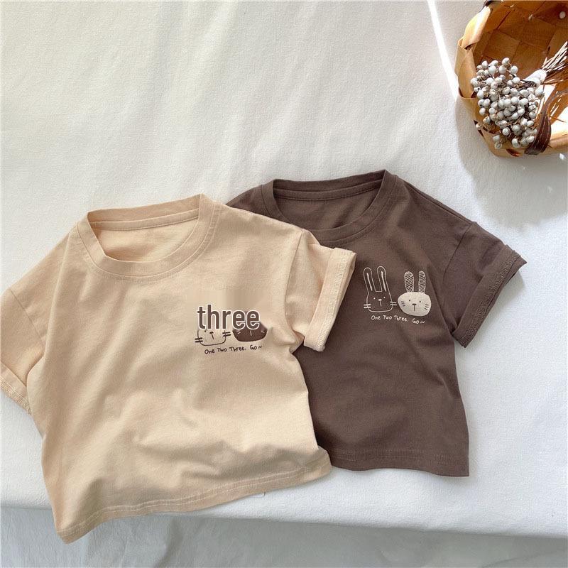 Toddler Korean Style Cartoon Short Sleeve Cotton T-Shirt